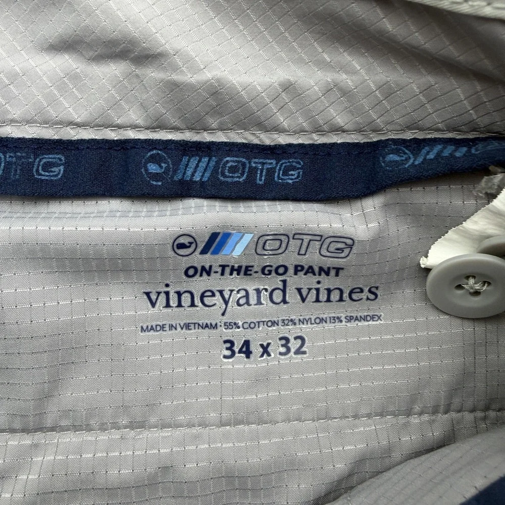 Vineyard Vines Pants Mens 34 X 32 Gray Chino Microfiber Stretch On-The-Go Pant